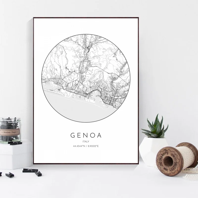 Плакат Италия Карта города Бари Болонья гена Милан Неаполь Турин Флоренция