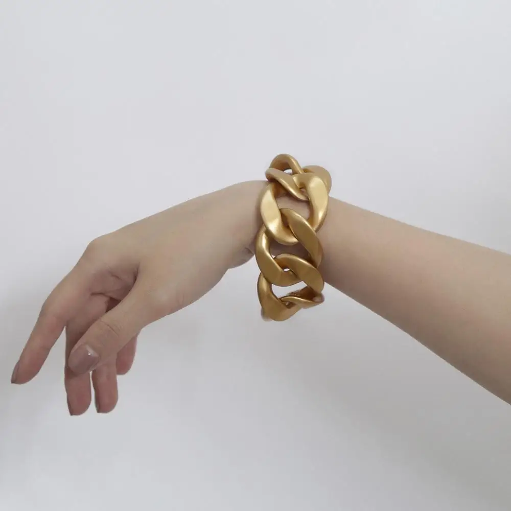 FFLACELL 2020 Новый Большой Матовый Золотистый металлический браслет цепочка