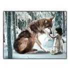 Алмазная картина 5d для вышивки крестиком с изображением маленькой девочки с волком