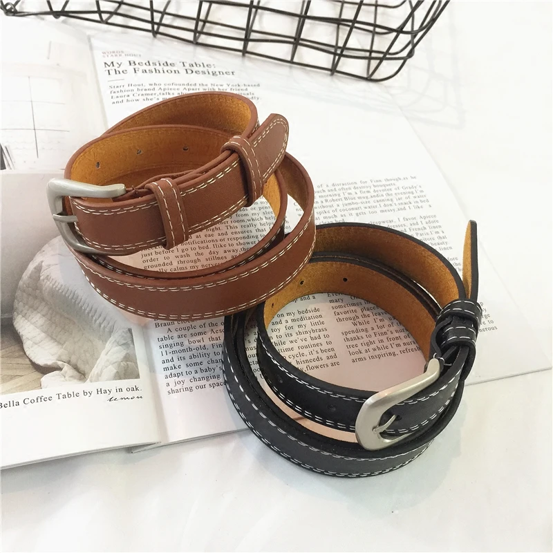 

Fashion Women Lady Multicolor Waistband PU Leather Thin Skinny Belt Buckle Waist thin cummerbund woman belt strap AD276