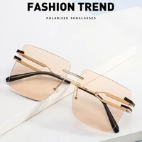 feishini trendy shield hollow metal sunglasses brand designer luxury rimless glasses women big shades fashion eyewear oversized