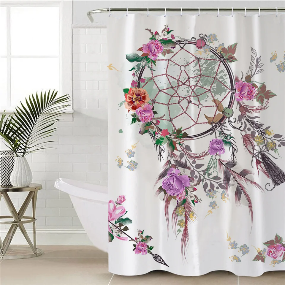 Постельные принадлежности Outlet Dreamcatcher декоративная занавеска для душа Водонепроницаемая Акварельная богемная занавеска для ванной с крюком для ванной комнаты 180x180