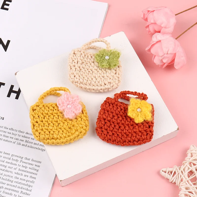 

1/6 Doll Bags Miniature Knitted Handbag Accessories Dollhouse Kids Toy Doll Bag Mini Crossbody Bag Handbag Accessories