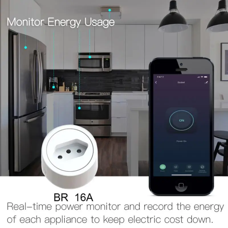 Brazil Smart Socket WIFi Plug With Tuya SmartLife Power Timer Voice Control 16A Surge protector Work For Alexa Google Home | Электроника