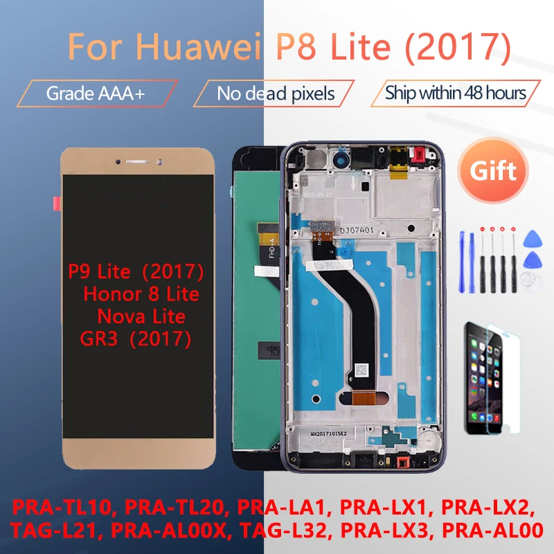 Оригинальный ЖК-экран в сборе для HUAWEI P8 lite 2017 P9 Honor 8 Nova GR3 с передним сенсорным