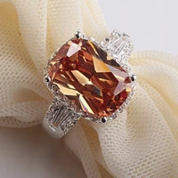 hot new product simple small fresh zircon inlaid square white zirconium female ring jewelry whole sale