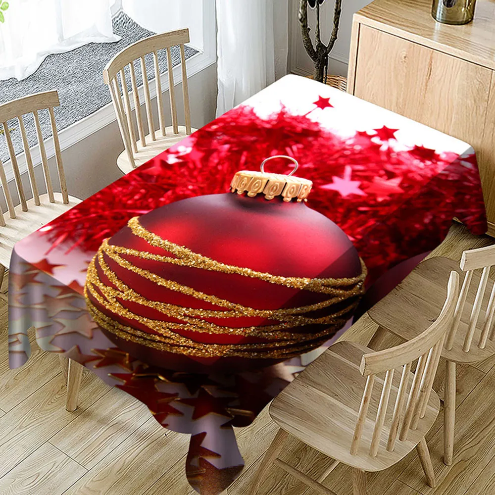 

Christmas Tablecloth Print Red Flower Table Cover Rectangle Polyester Table Cloth On The Table Party Home Decor Dropshipping /C