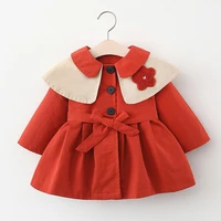 girls autumn trench coat flower turn down collar fashion birthday baby outwear jackets christmas toddler clothes wholesale