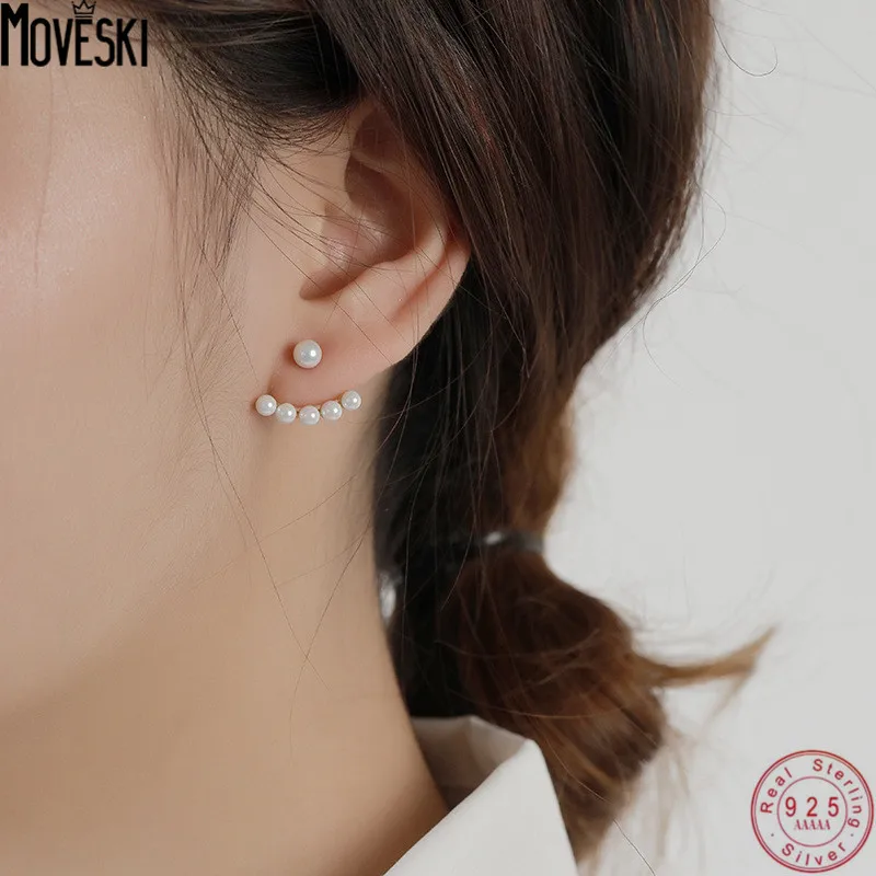 

MOVESKI 925 Sterling Silver Korean Retro Shell Beads Earrings Women Fashion Luxury Wedding Gift Fine Jewelry