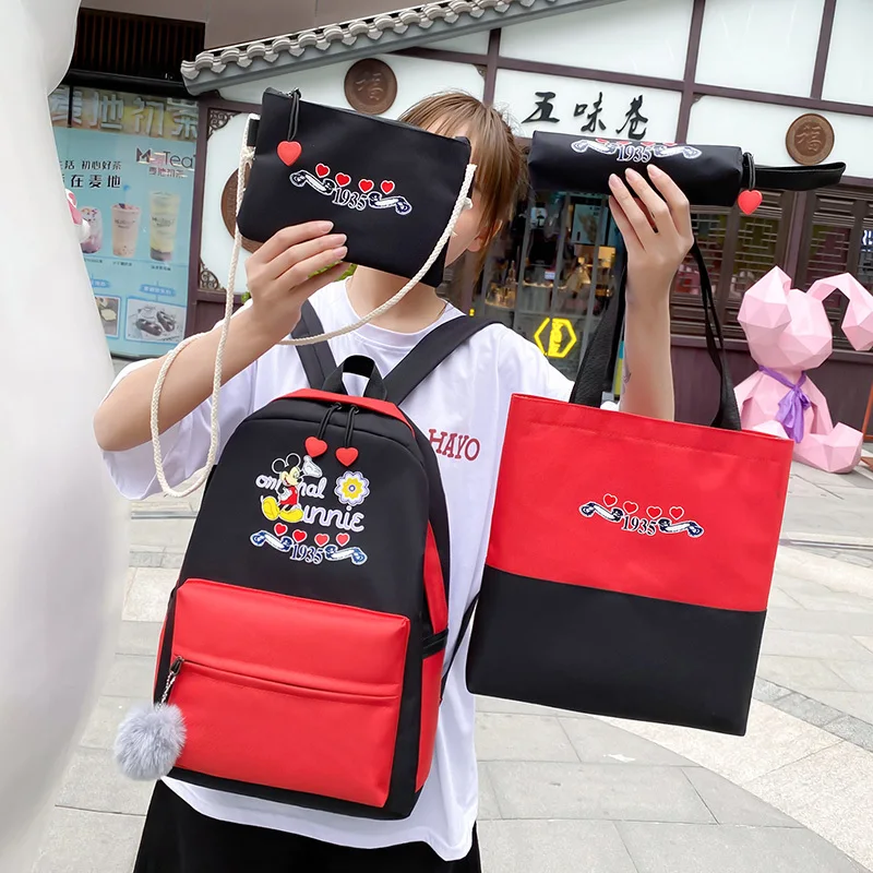 

4 Piece Set High School Bags for Teenage Girls 2020 Canvas Travel Backpack Women Bookbags Teen Student Schoolbag Bolsas Escolar