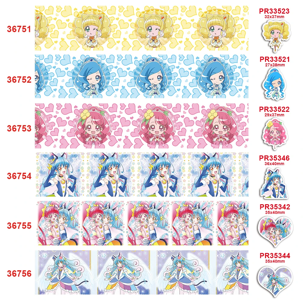 Верхняя лента полиэстер японский мультяшный рисунок Печатный grosgrain 25 мм 36751|Ленты