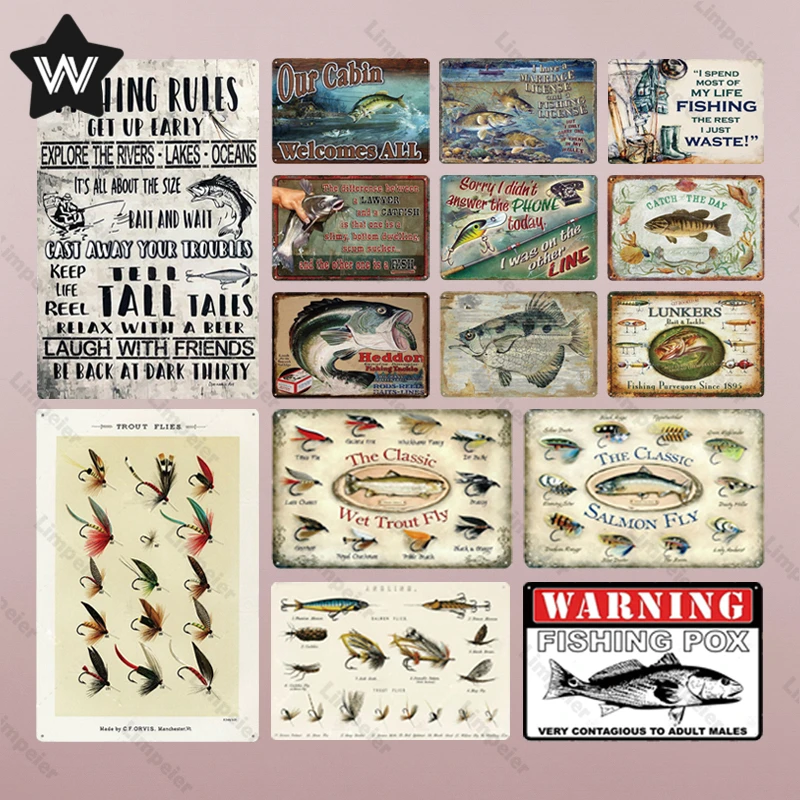 

Warning Fishing Pox Metal Sign Plaque Metal Vintage Pub Funny Tin Sign Wall Decor for Pub Club Man Cave Bar Decoration Tin Plate