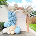 Синие воздушные шары Macaron, украшение для свадьбы, дня рождения, бежевые латексные воздушные шары, украшение для детского праздника