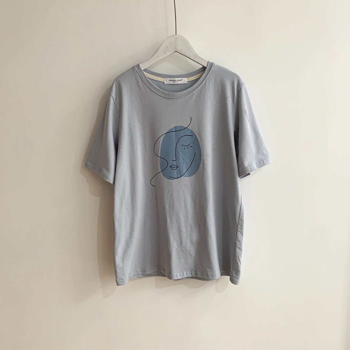 

Summer T-shirt 2021 O-neck Abstract Art Printing Tops Short Sleeve Loose Cotton T-shirt Women Chic Girls Harajuku Tees