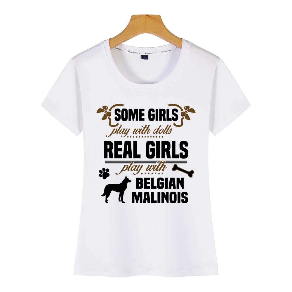 White Топы Футболка женская Бельгийская Malinois повседневная черная с принтом женская рубашка - Цвет: White