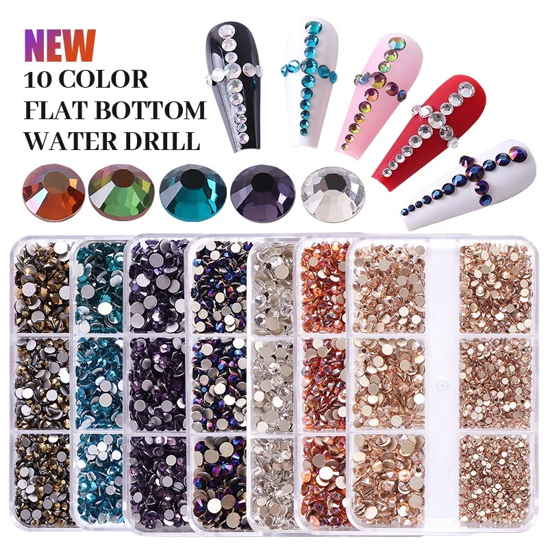 

FlorVida 6 Grids Kit Boxed Rhinestone AB Alloy Beads 3D Decorations Hibrid Crystal Metal Studs Pearl For Nails Manicure Set