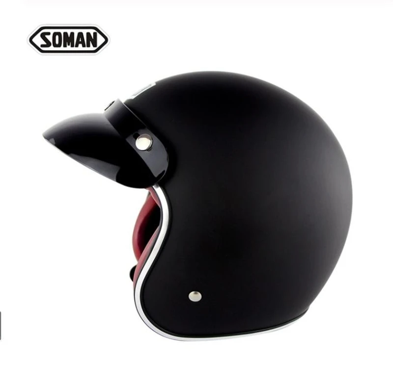 Matte Black Soman Casco Moto ретро открытый шлем с очками Capacete De Motocicleta Mais Vendidos мужские крутые Cascos велосипедные шлемы винтажные - Цвет: Matte Black