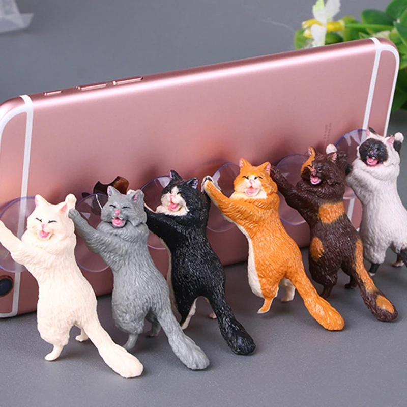 

Cute Cat Phone Holder Support Resin Mobile Phone Holder Stand Sucker Tablets Desk Sucker Design Smartphone Holder Adult Kids Toy