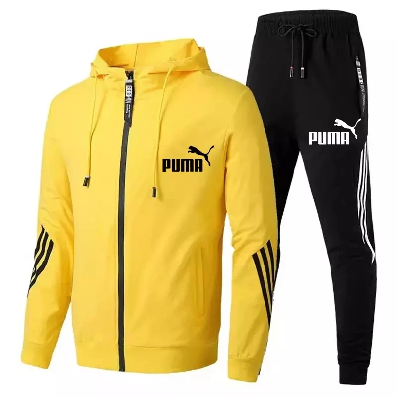 

New Tracksuit Men Brand Sweatshirt+Pants Set Mens Hoodie Male Solid Hooded Sweat Suit Casual Sportswear S-3XL