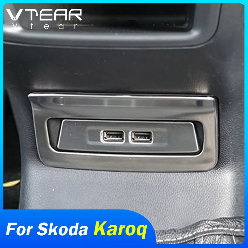 Vtear для Шкода Карок Skoda Karoq внутренний подлокотник задний usb разъем крышка рамка