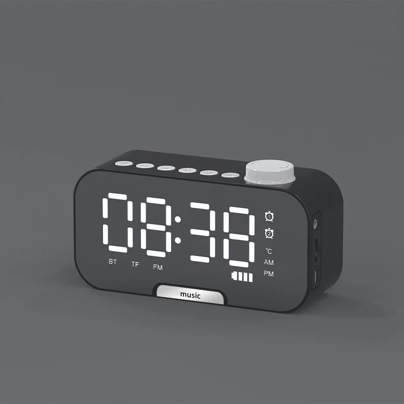 

Цифровой будильник с Fm-радио, Bluetooth-колонка, светодиодные часы с дисплеем, перезаряжаемые настольные часы с отображением температуры и врем...