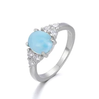 zircon 925 sterling silver natural stone larimar proposal ring women design classic simple female wedding love jewelry dating