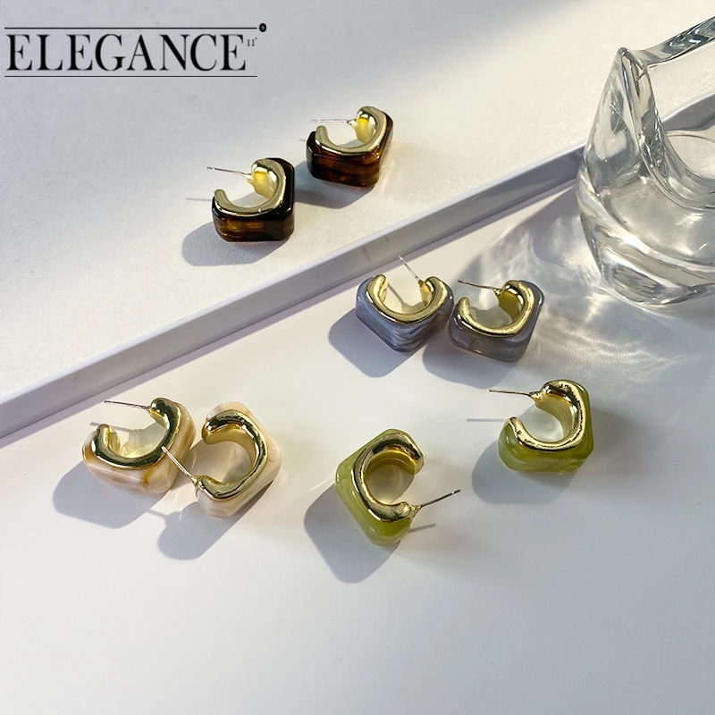 Элегантные металлические серьги-гвоздики 2021 в стиле ретро с полимерными