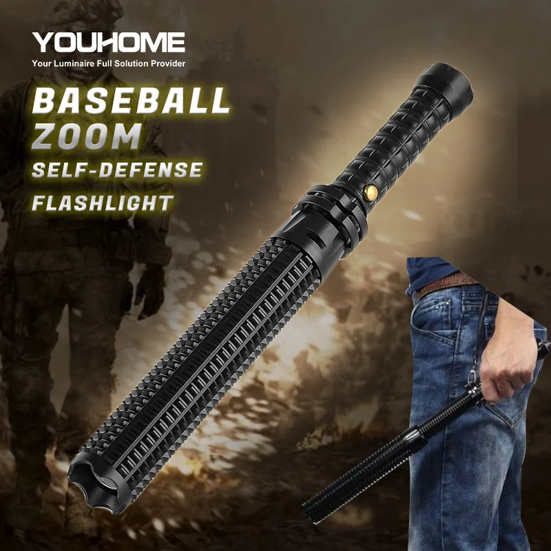 

Baseball Bat LED Flashlight CREE L2 Super Bright Zoomable waterproof outdoor lamp alu. alloy Torch for Emergency Self Defens