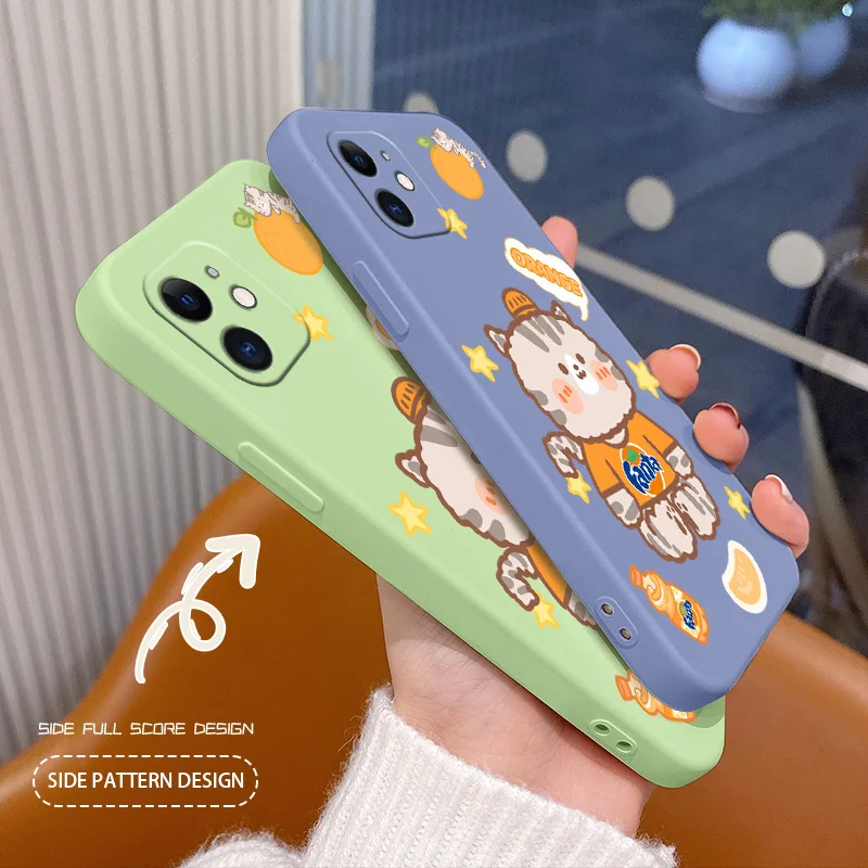 

Soda Cat Camera Lens Protect Case For iPhone 12 Pro Max Mini 11 Pro Max X XR XS MAX SE2020 8 7 6 6S Plus Soft Phone Cover