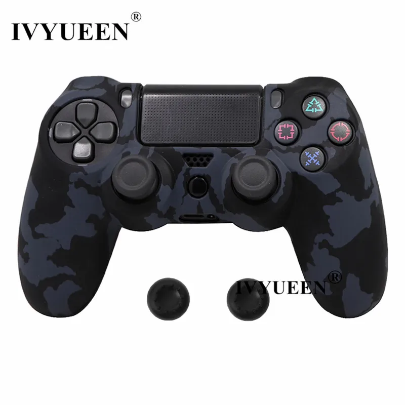 Black Camo IVYUEEN 44 цвета силиконовый Камуфляжный защитный чехол для sony Dualshock 4 PS4 DS4 Pro тонкий контроллер ручки джойстик колпачки - Цвет: Black Camo