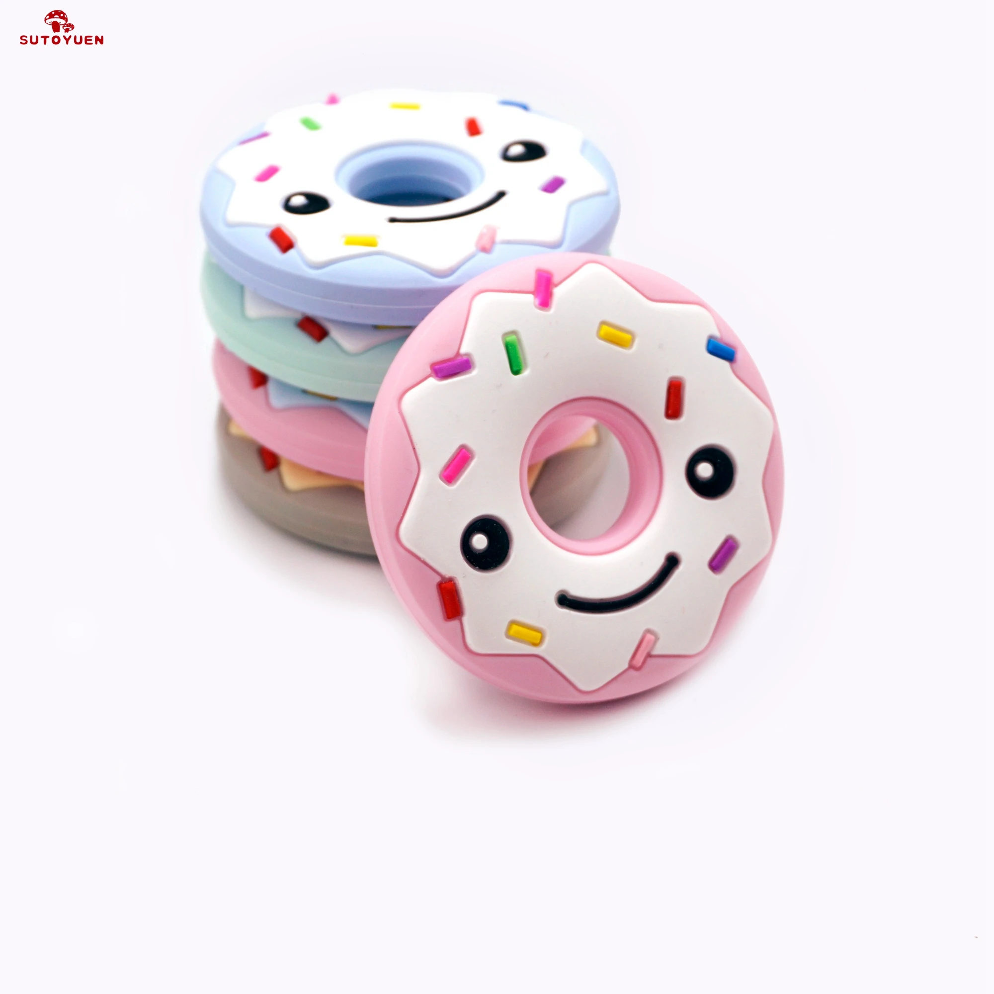 Sutoyuen 50pcs Baby Silicone Donut Teether BPA Free DIY Pendant Crafts Nursing Necklace Teething Chewable Toys Accessories
