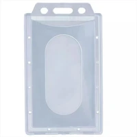 5pcs transparent plastic vertical hard id access card cover credit card case badge holder double side card holder case