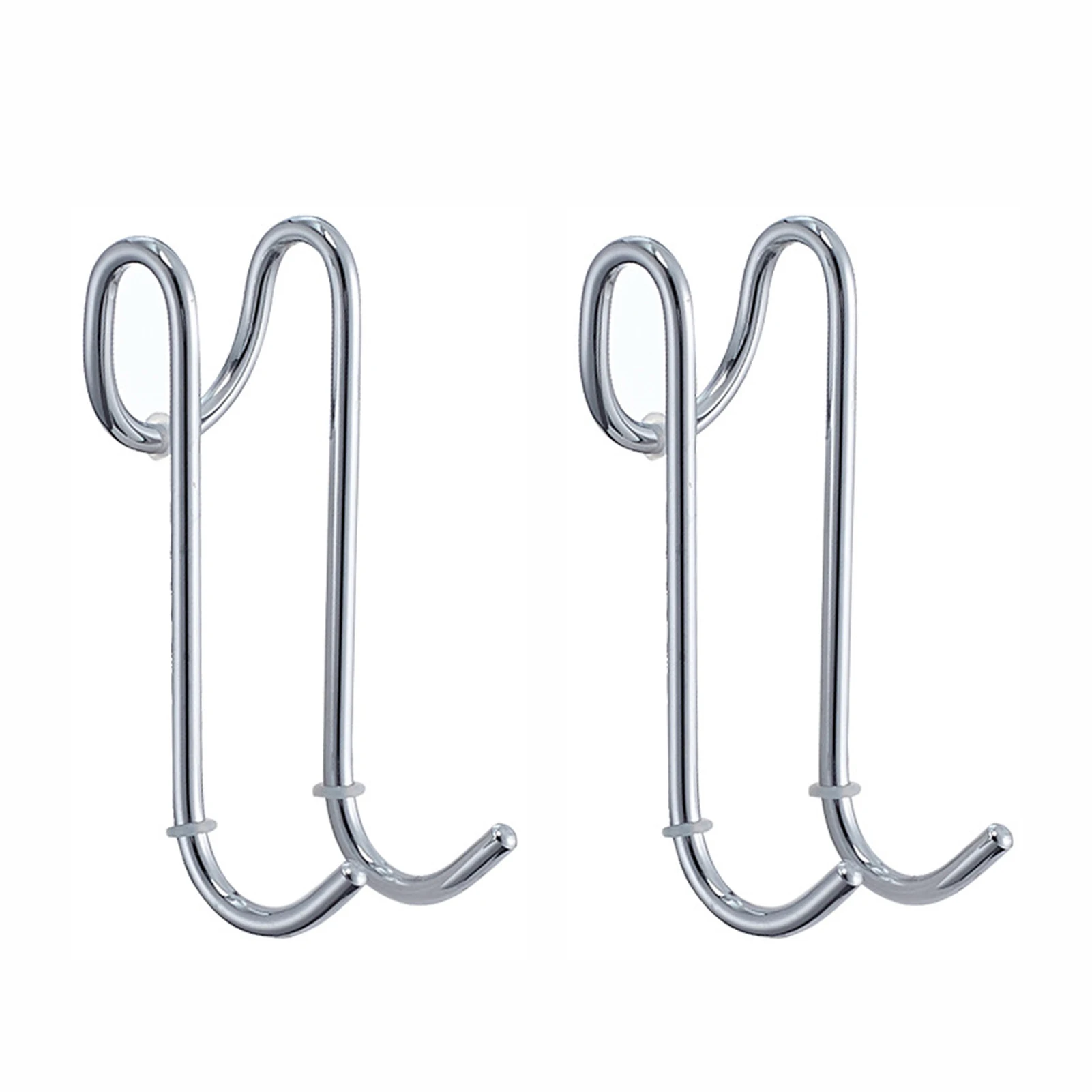 

2pcs Rack Squeegee Bathroom Punch Free Home Kitchen Clothes Stainless Steel Robe Organizer Towel Hanger Shower Glass Door Hook