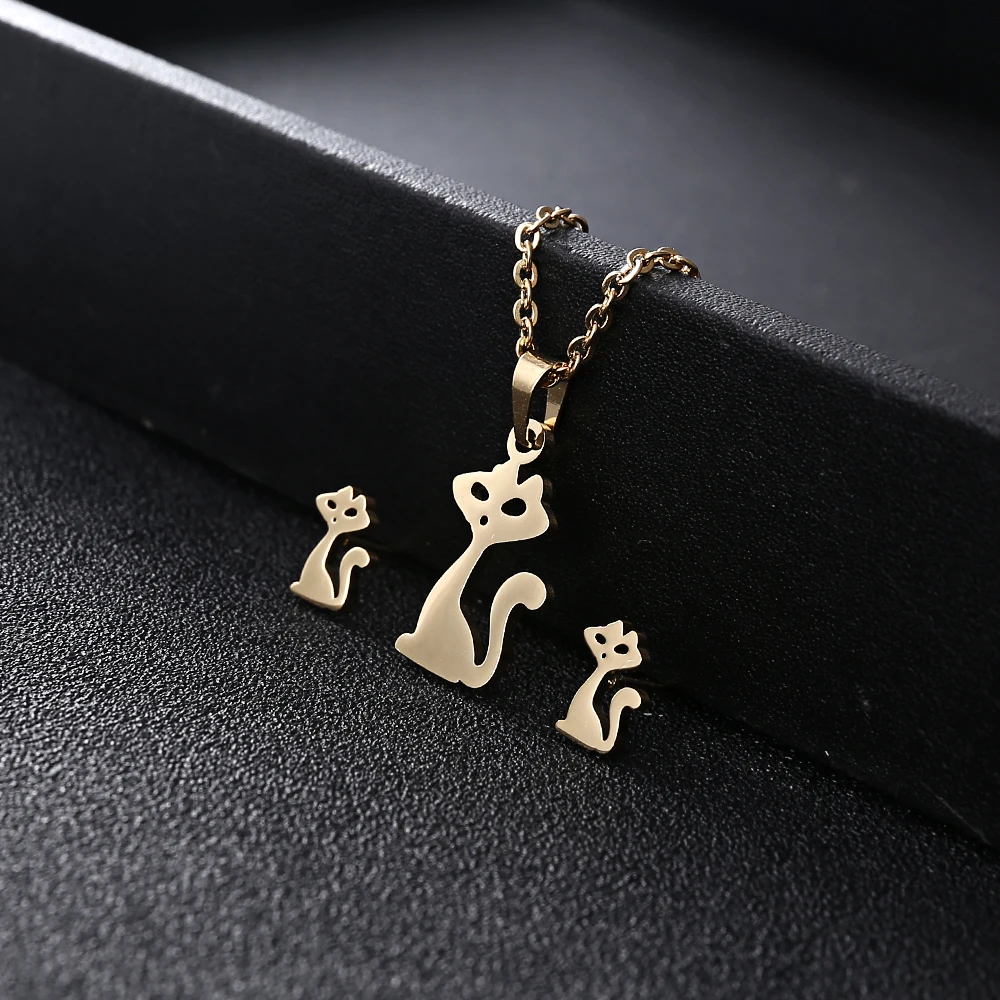 Изящный комплект из колье и серёг нержавеющей стали | Украшения аксессуары