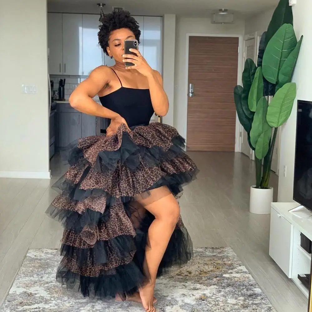 

Chic Women Tulle Skirt Women Ruffled Cake Skirts High Low Floor Length Skirt Tiered Puffy Party Maxi Skirt Custom Made
