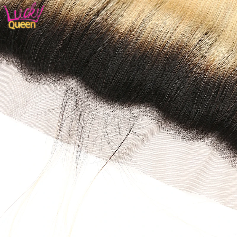 

Peruvian Remy Hair 1B/613 Bundles With 13*4 Lace Closure Ombre Blonde Colored 13x4 Lace Frontal With Straight Human Hair Bundles