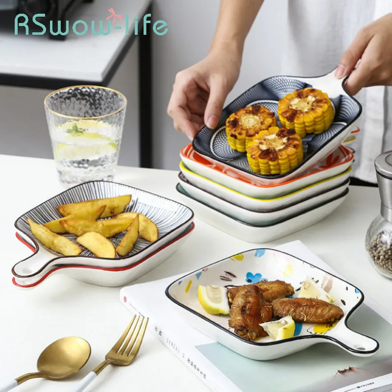 

Рождественская тарелка, креативная керамическая тарелка 22*15,5*3,2 см, нижняя глазурь, домашняя выпечка, рисовая сковорода с одной ручкой для к...