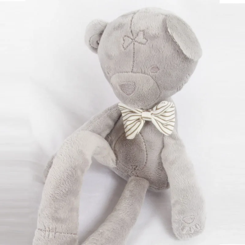 White bow tie bear 1 шт. новая мультяшная плюшевая игрушка милый серый медведь детская Успокаивающая кукла детская спальная плюшевая кукла 42 см Высота 2 цвета галстук-бабочка для 0M - Цвет: White bow tie bear