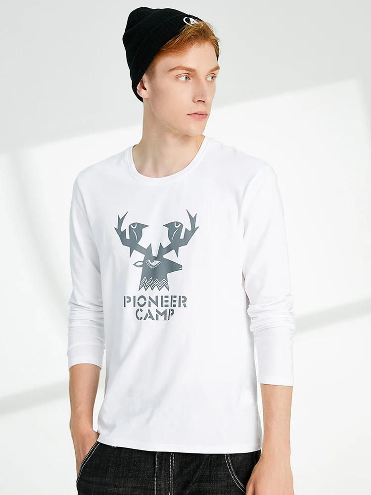 Pioneer Camp Crewneck Мужская Уличная одежда с длинным рукавом Футболка хлопковая принтом