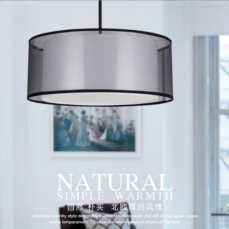 В европейском и американском стиле современный подвесной светильник из ткани E27