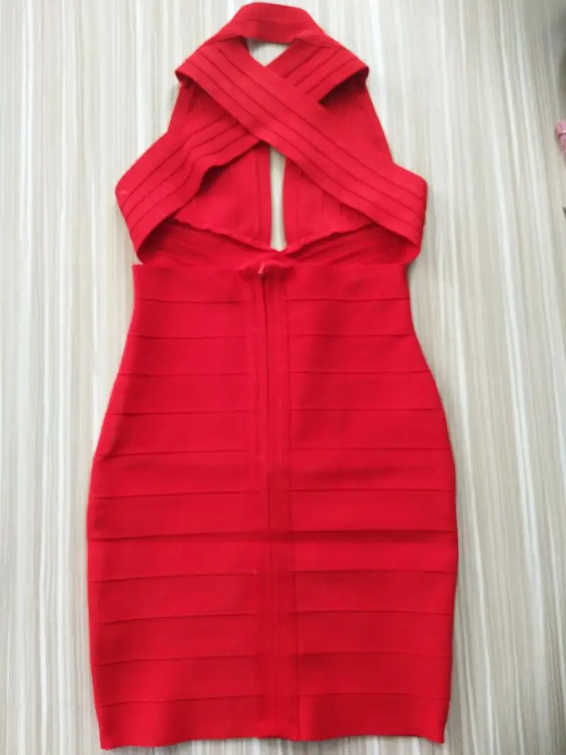 Летнее женское платье с открытой спиной красное сексуальное Бандажное глубоким