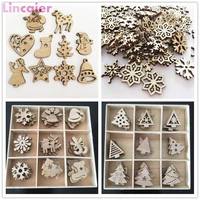 50pcs wooden 2021 christmas decorations tree ornaments santa claus snowman deer xmas party decoration for home new year gift
