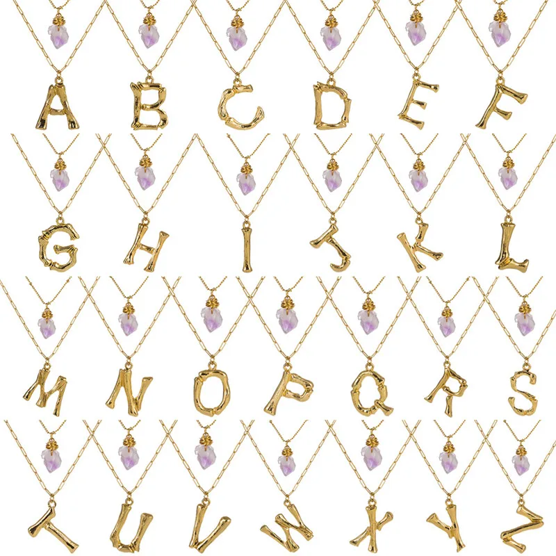 Трендовое крошечное металлическое бамбуковое ожерелье чокер с буквенным