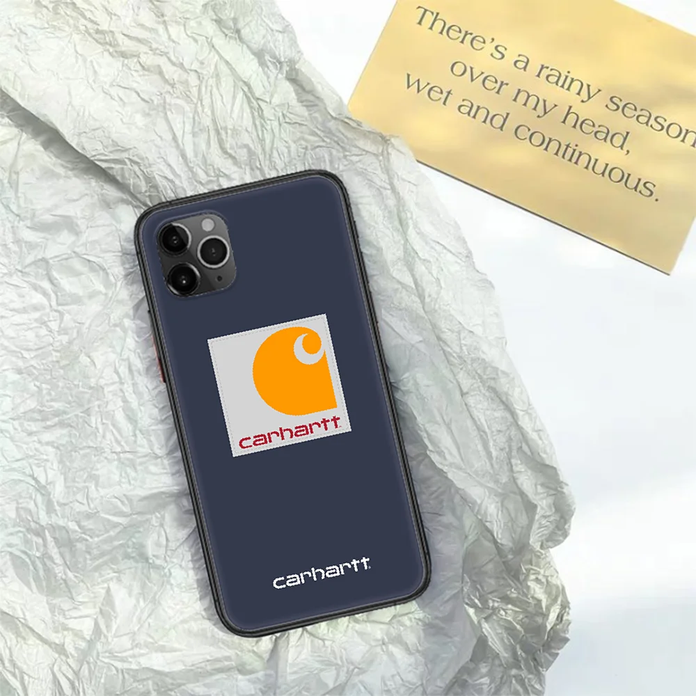 

American Street Brand Carhartts Phone Case For Iphone 11 12 Mini PRO XR X XS MAX 6 6s 7 8 Plus 4 5 5s SE 2020 black Back Soft