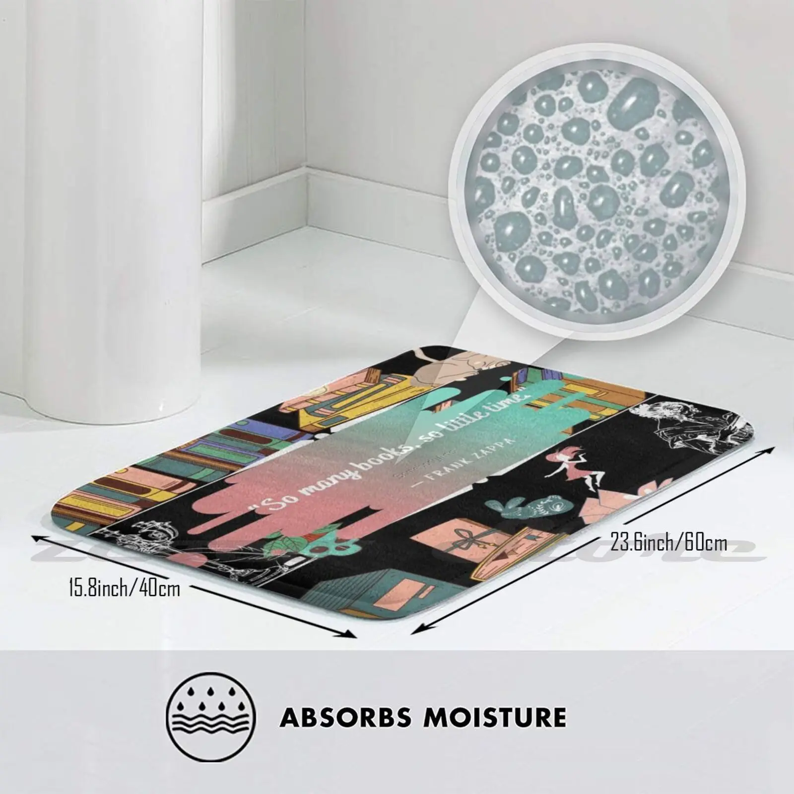 Коврик очень много книг маленький раз Frank Zappa впитывающий воду нескользящий