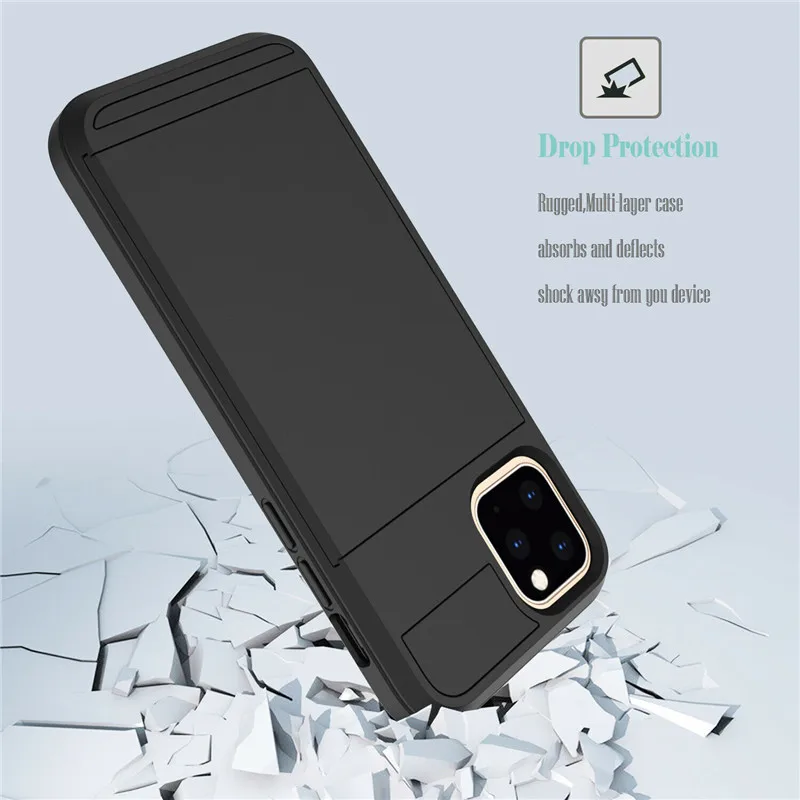 Противоударный чехол для iphone 11 Pro Max Hybrid Slide Armor Cover для iphone 6 6s 7 8 plus X XS XR Слоты Кошелек держатель для карт Coque