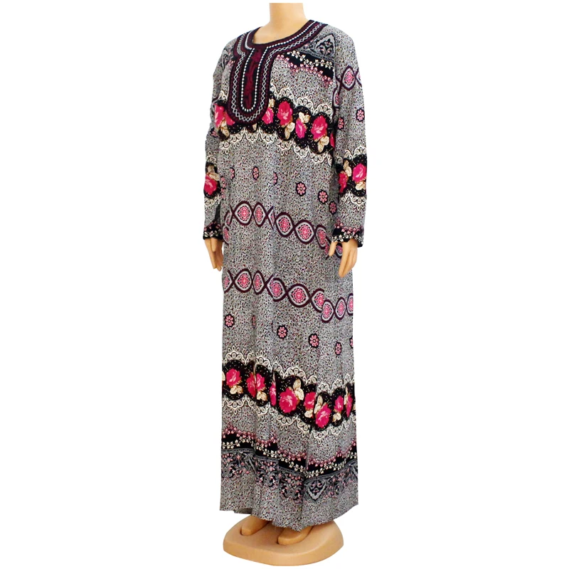 Женское платье с круглым вырезом Свободное длинное в африканском стиле