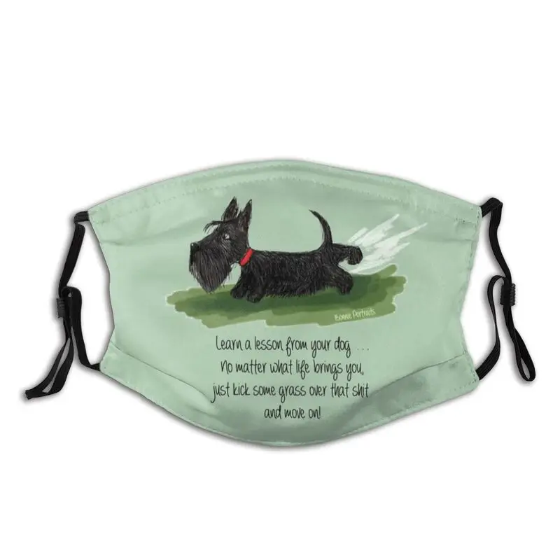 

Scottie Dog Breathable Face Mask Scottish Terrier Mask with Filters Anti Haze Dustproof Protection Cover Respirator Mouth-Muffle