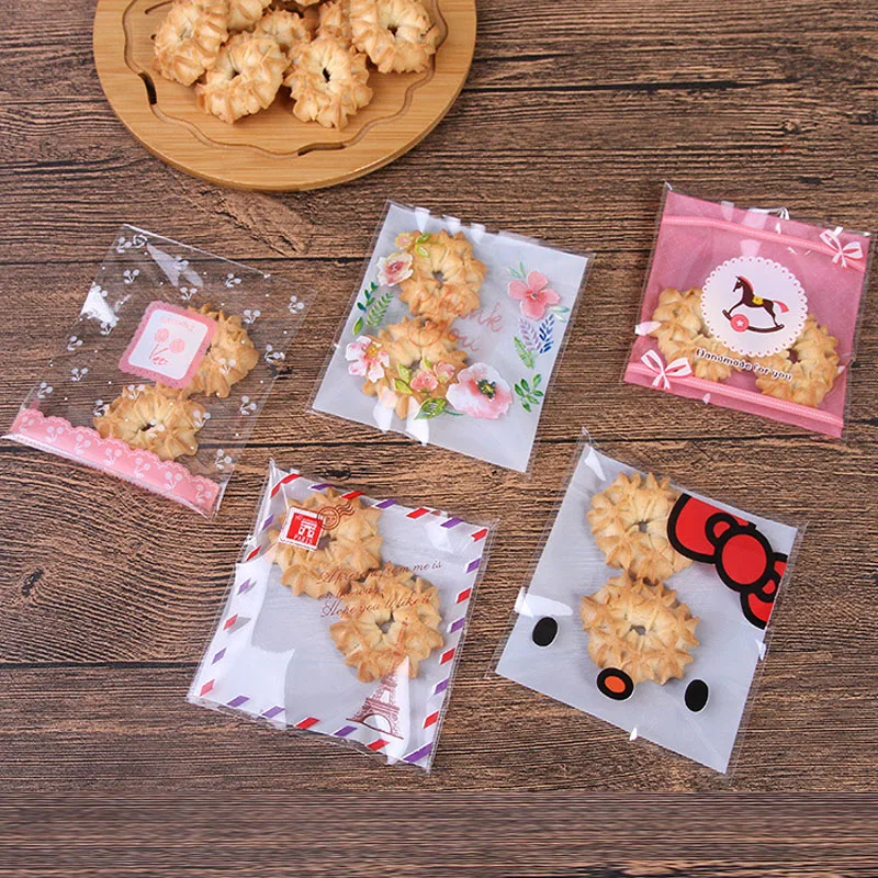 25 шт. прозрачная сумка для печенья самоклеящиеся пакеты спасибо коробочки