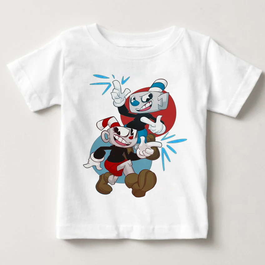 

Classical T-Shirt Short Sleeve Kids Tshirt Cuphead And Mugman Deal With Devil T Shirt Children Summer Clothes MJ